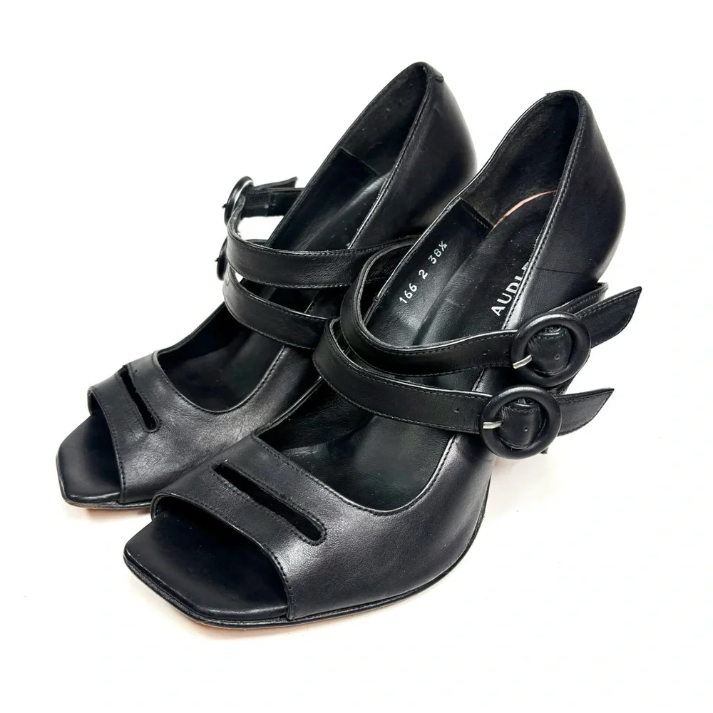Audley London x Anthropologie Black Leather Geometric Pumps | 38.5 - Picture 11 of 11